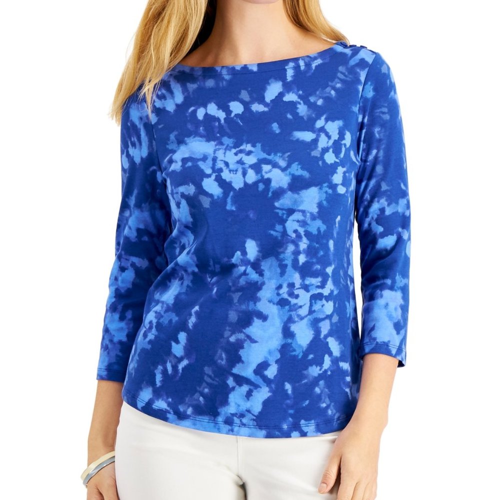 Charter Club 3/4-Sleeve Tie Dye Top